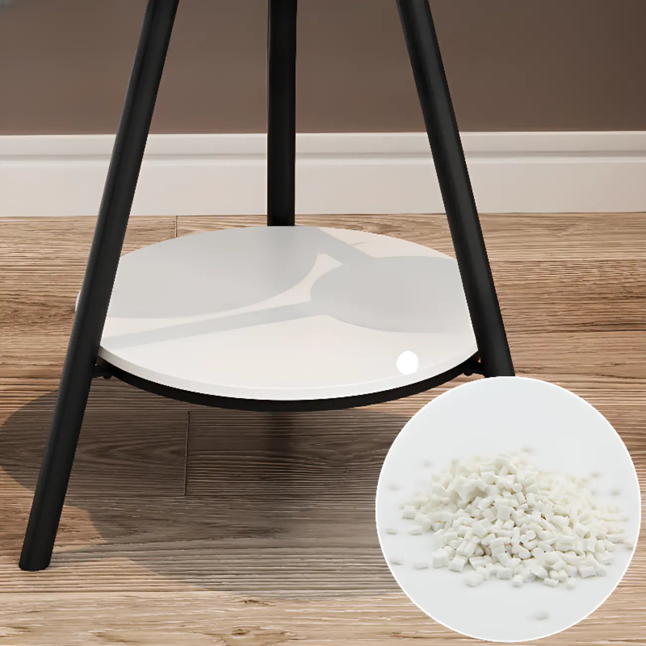 Round Glass Top Gold Metal Side Table with Storage