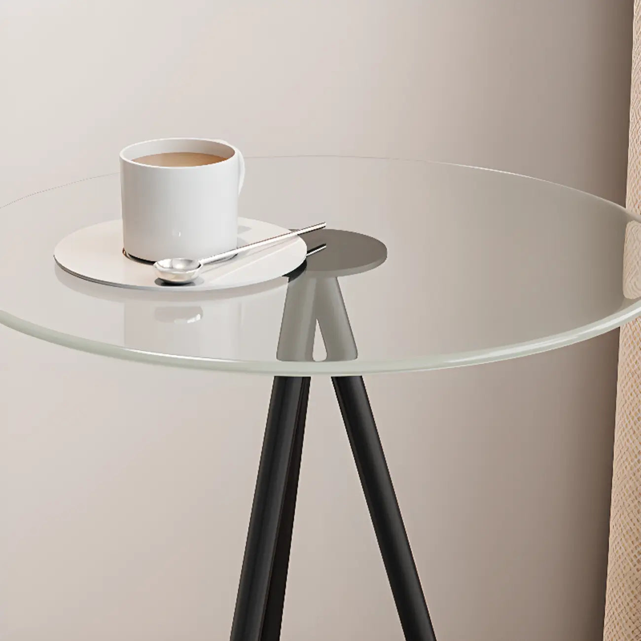 Round Glass Top Gold Metal Side Table with Storage