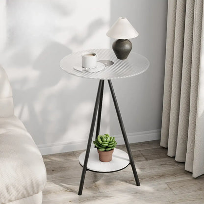 Round Glass Top Gold Metal Side Table with Storage