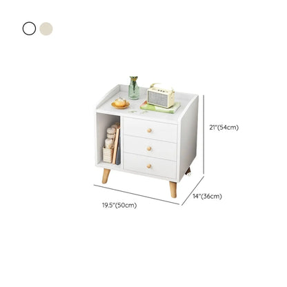 Modish Wooden Nightstand with Open Storage and Drawers