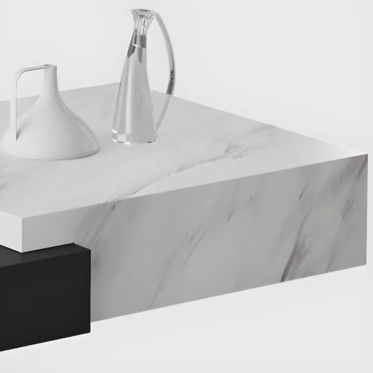 Modern Marble Nesting Coffee Table Set in Black and White