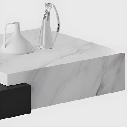 Modern Marble Nesting Coffee Table Set in Black and White