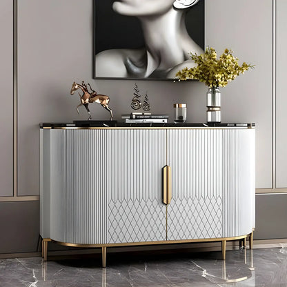 Glam Marble Sideboard in Grey with Storage