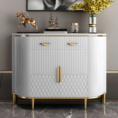 Glam Marble Sideboard in Grey with Storage
