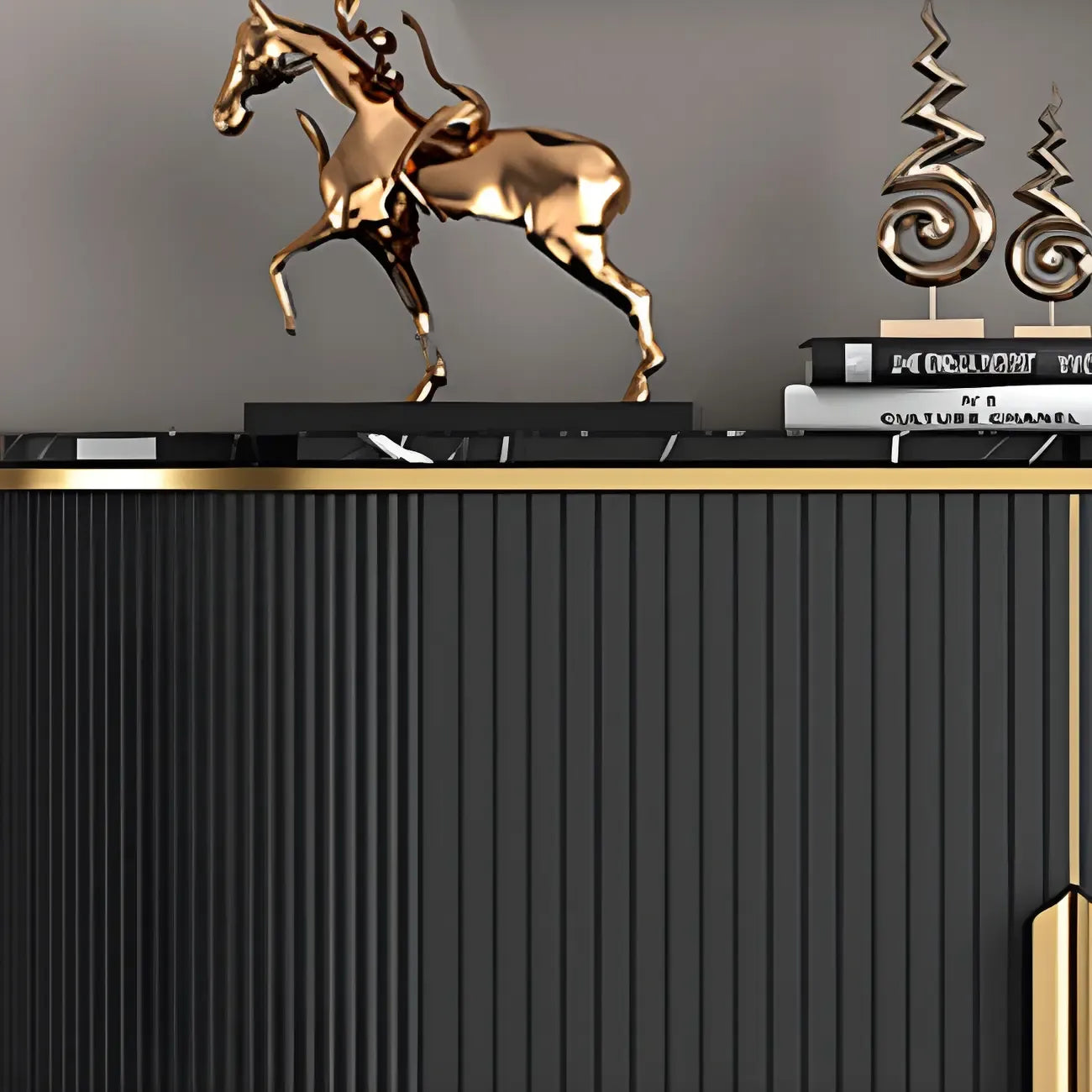 Glam Marble Sideboard in Grey with Storage