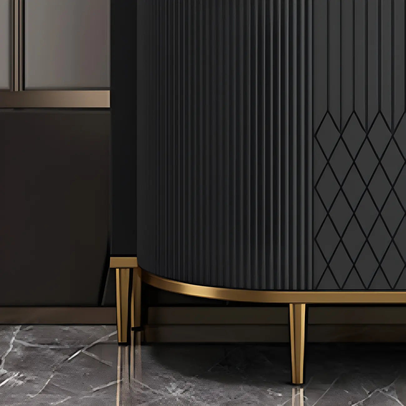 Glam Marble Sideboard in Grey with Storage