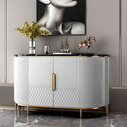 Glam Marble Sideboard in Grey with Storage