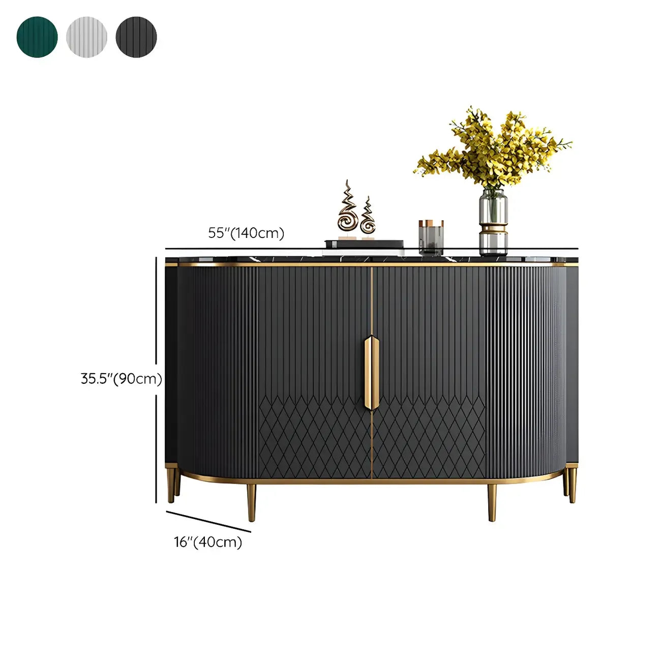 Glam Marble Sideboard in Grey with Storage