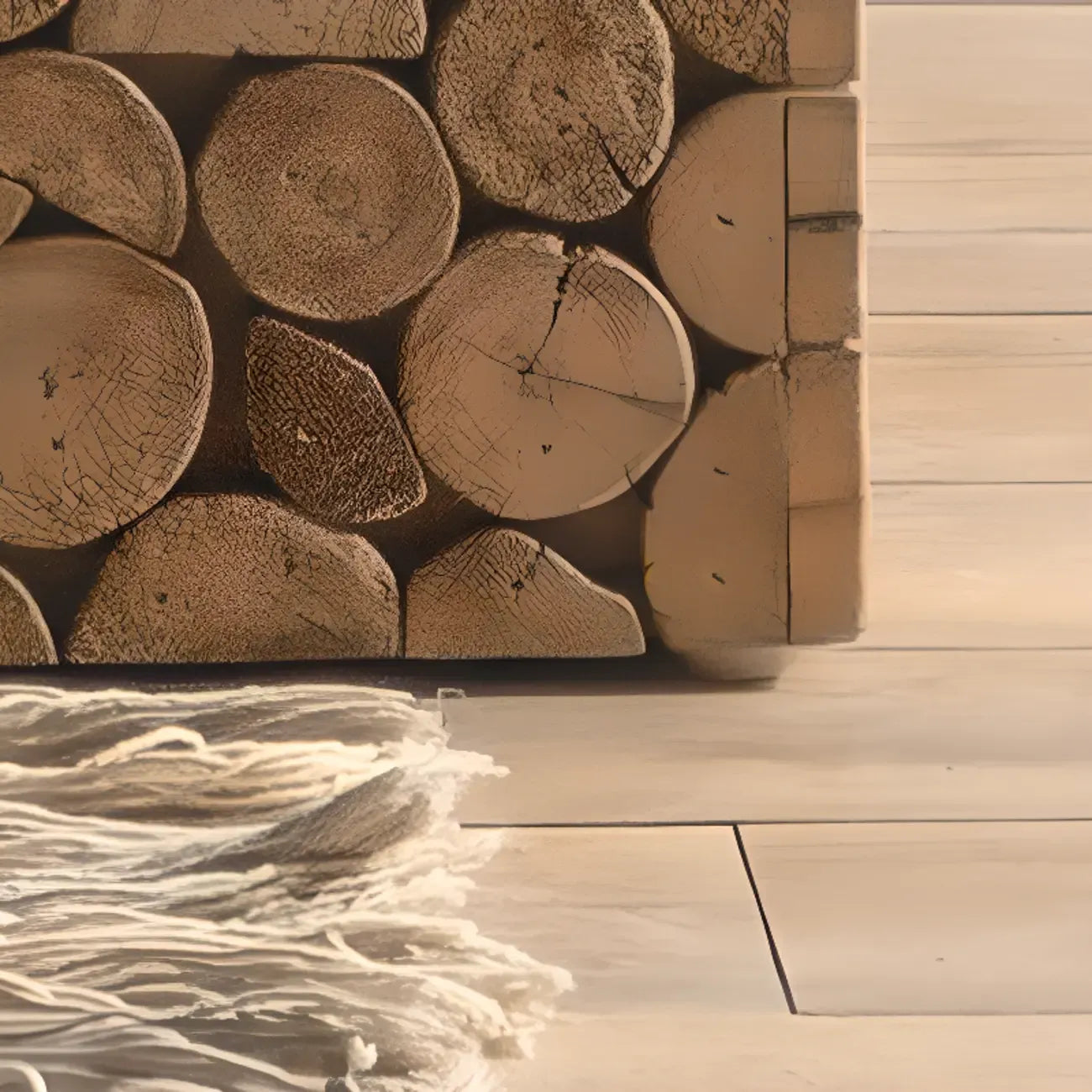 Square Block Natural Wood End Table for Living Room