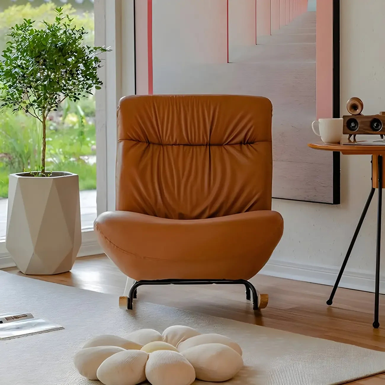 Faux Leather Upholstered Rocking Chair with Optional Ottoman