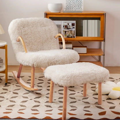 Stationary Solid Wood Rocking Chair with Ottoman & Track Arms