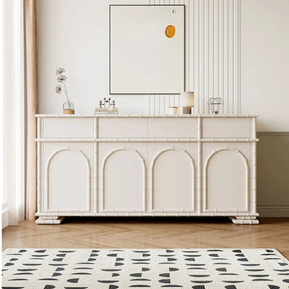 Elegant White Wood Hallway Shoe Cabinet with 4-Drawer