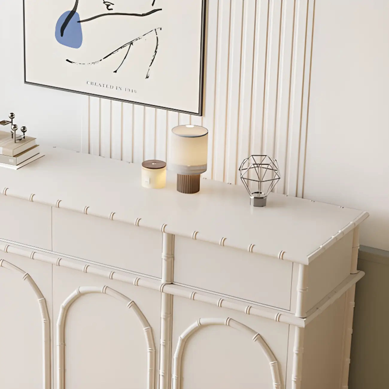 Elegant White Wood Hallway Shoe Cabinet with 4-Drawer