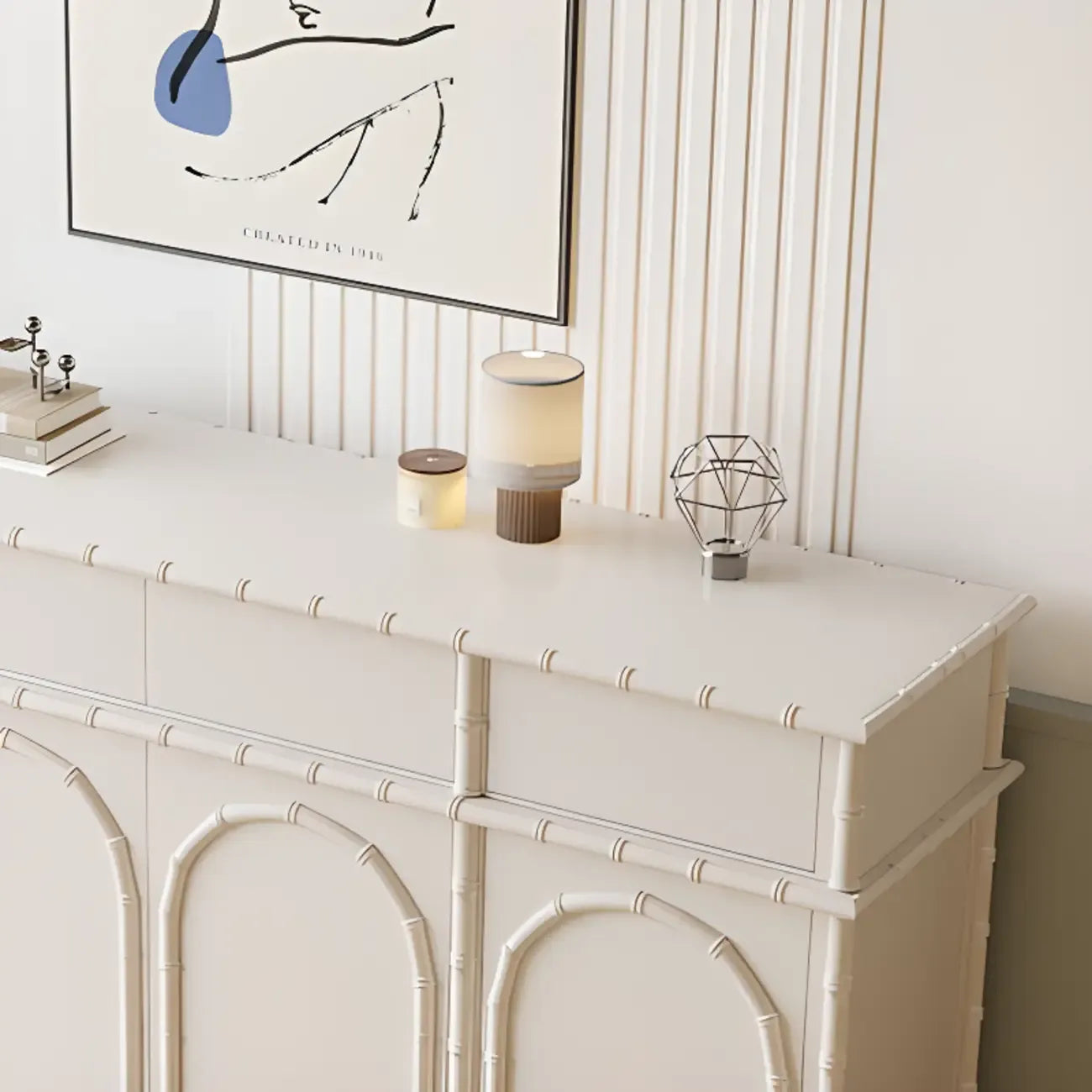 Elegant White Wood Hallway Shoe Cabinet with 4-Drawer