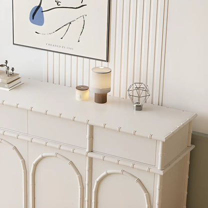 Elegant White Wood Hallway Shoe Cabinet with 4-Drawer