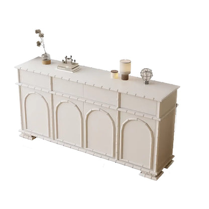 Elegant White Wood Hallway Shoe Cabinet with 4-Drawer