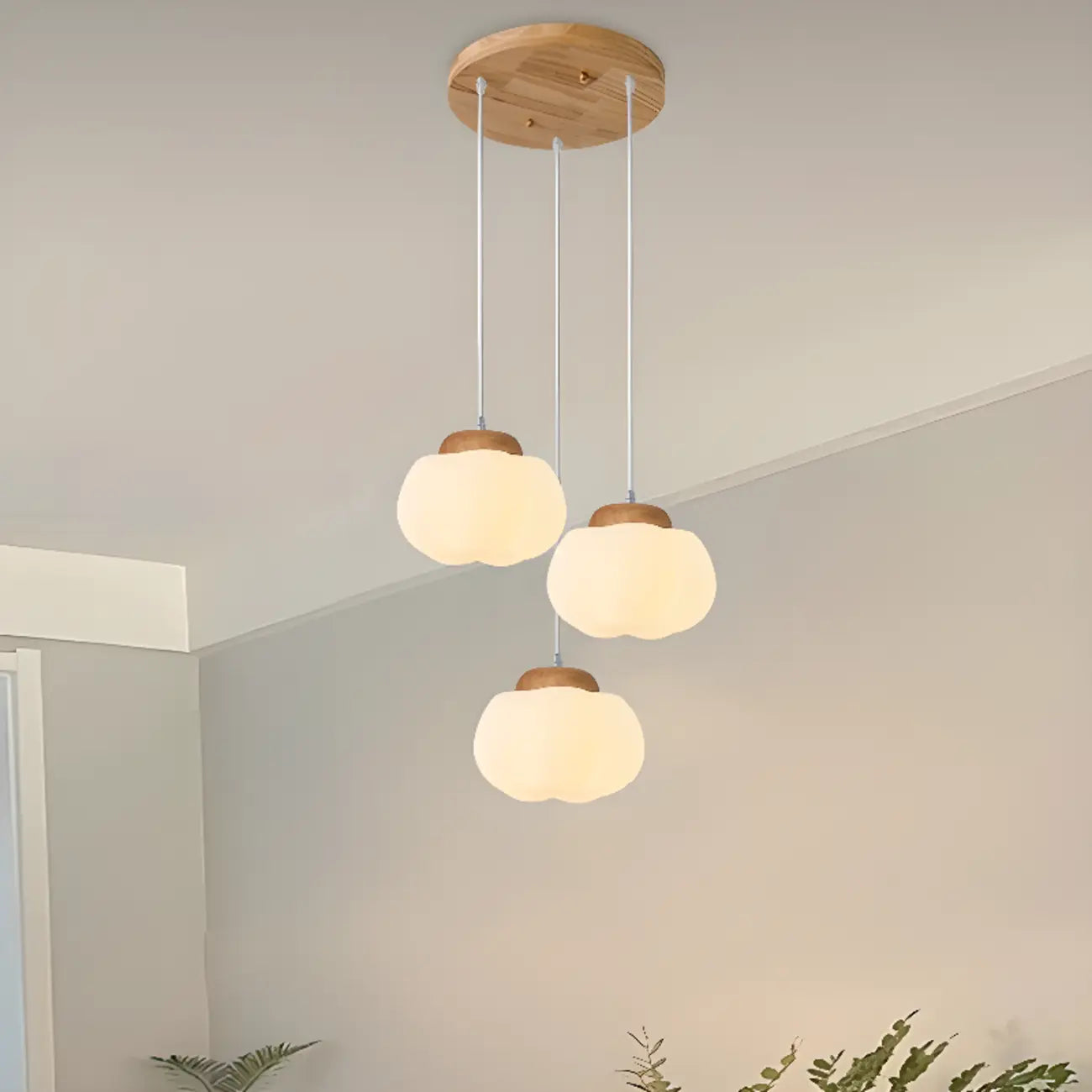 Glam Pumpkin Shape Pendant Light with Adjustable Hanging