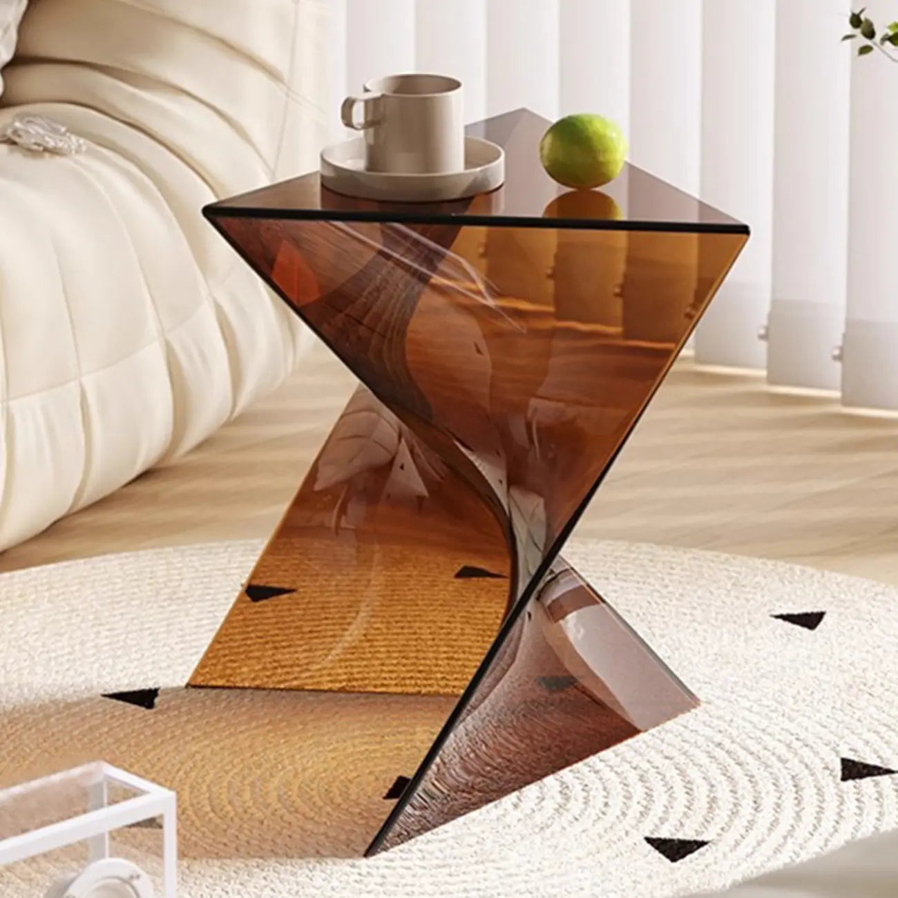 Unique Modern Clear Acrylic End Table for Living Room