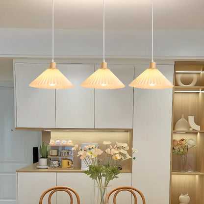 Modern Beige Pleated Fabric Kitchen Pendant Light