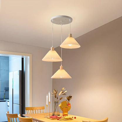 Modern Beige Pleated Fabric Kitchen Pendant Light