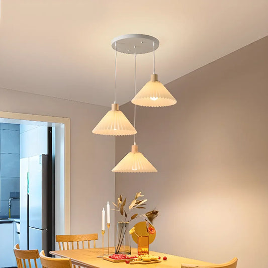 Modern Beige Pleated Fabric Kitchen Pendant Light