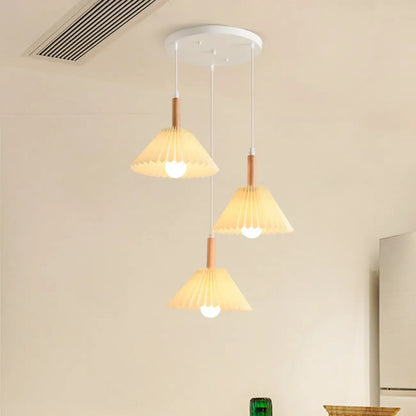 Modern Beige Pleated Fabric Kitchen Pendant Light