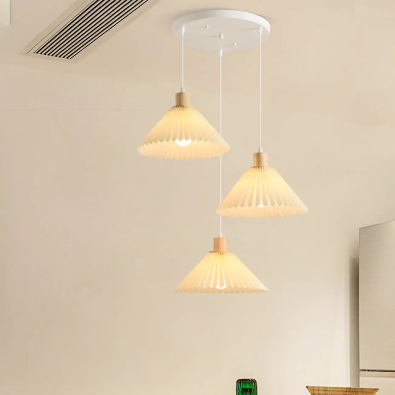 Modern Beige Pleated Fabric Kitchen Pendant Light
