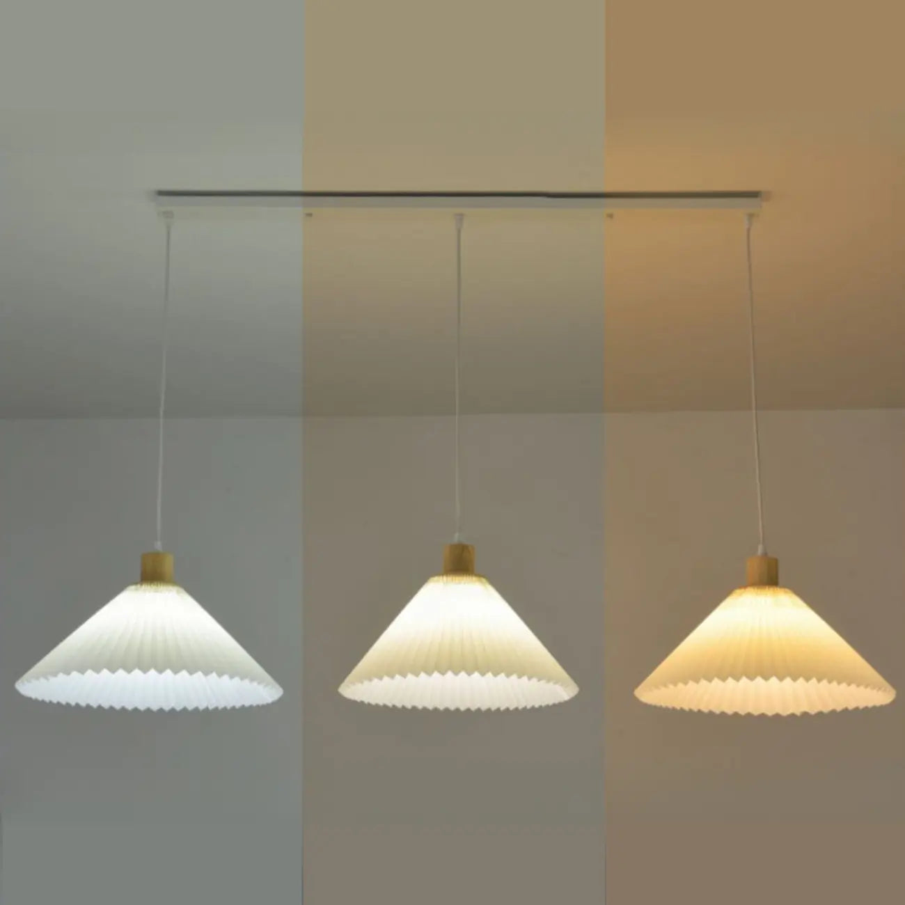 Modern Beige Pleated Fabric Kitchen Pendant Light