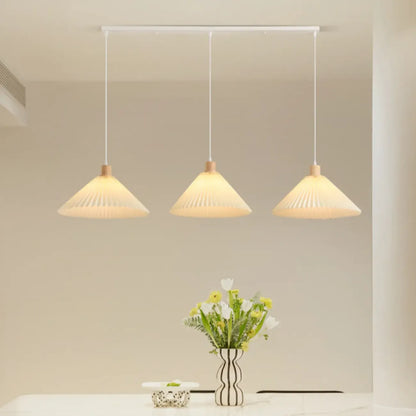 Modern Beige Pleated Fabric Kitchen Pendant Light
