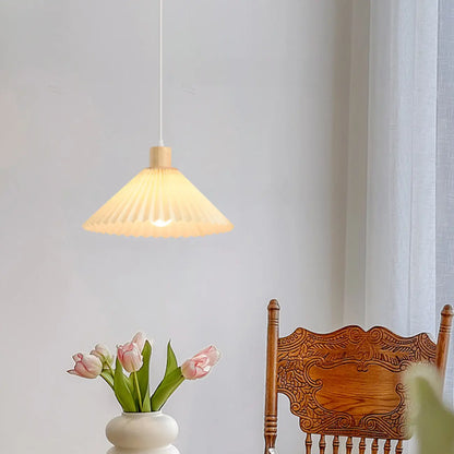Modern Beige Pleated Fabric Kitchen Pendant Light