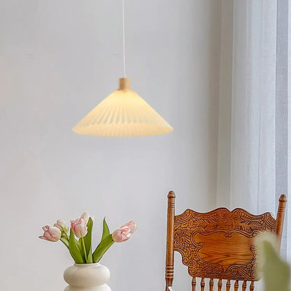 Modern Beige Pleated Fabric Kitchen Pendant Light