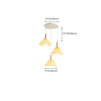 Modern Beige Pleated Fabric Kitchen Pendant Light
