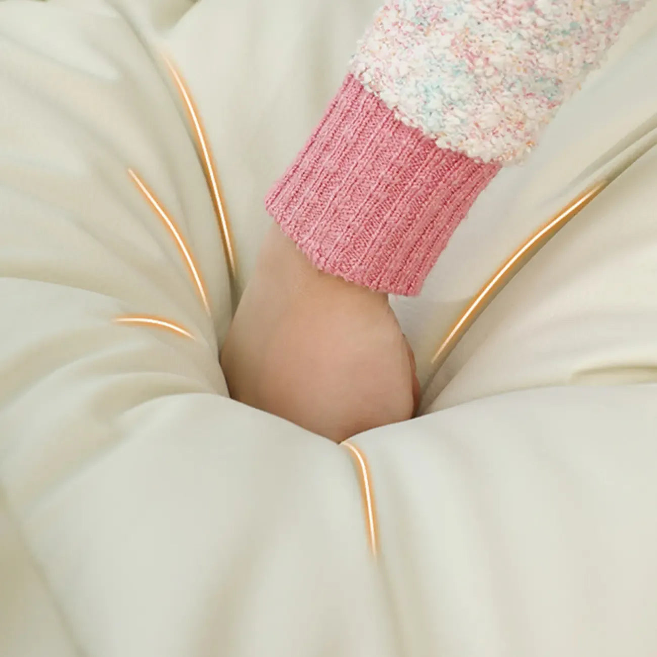 Natural Wood Upholstered Rocking Chair with Ottoman in White