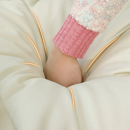 Natural Wood Upholstered Rocking Chair with Ottoman in White