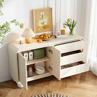 Contemporary Wooden Sideboard with Drawers in White/Black