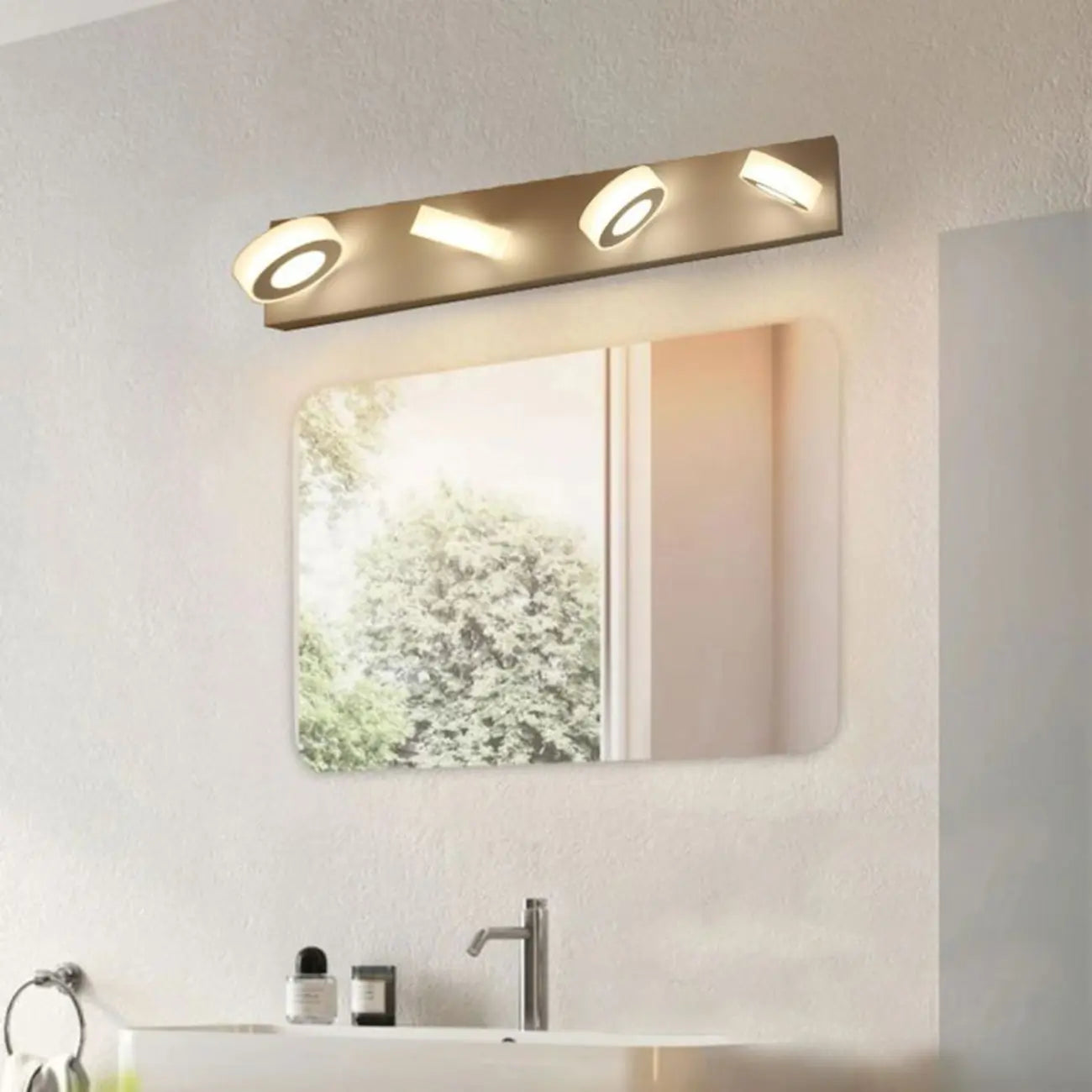 Modern 4 head Circular LED Vanity Light for Bathroom Mirror