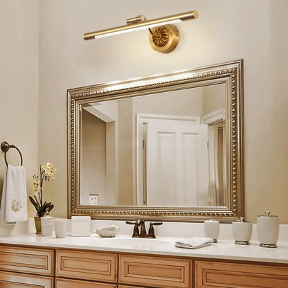 Gold Acrylic Cylinder Vanity Light with Arced Arm for Bathroom