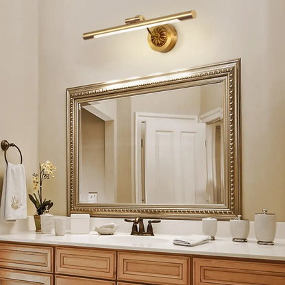 Gold Acrylic Cylinder Vanity Light with Arced Arm for Bathroom