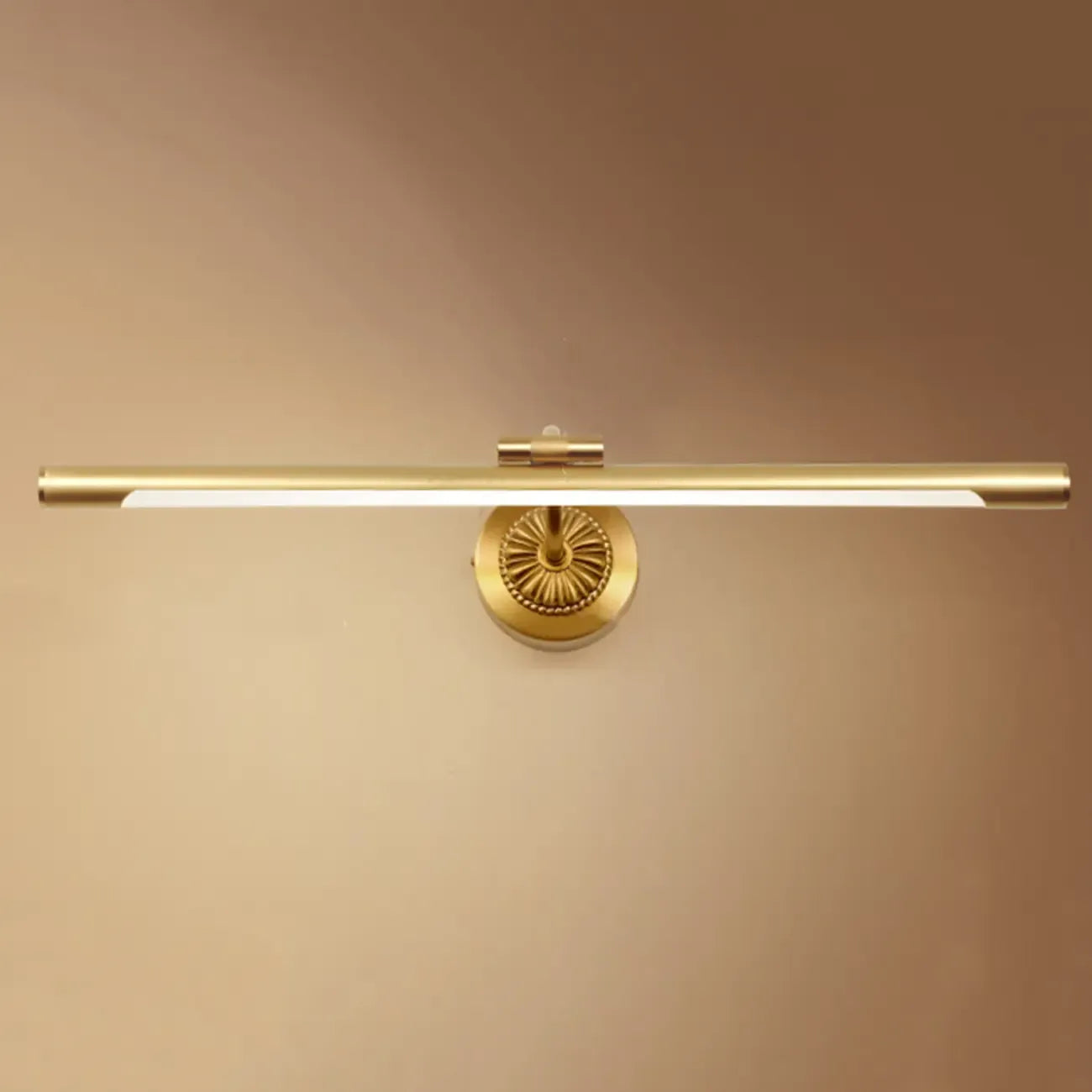 Gold Acrylic Cylinder Vanity Light with Arced Arm for Bathroom