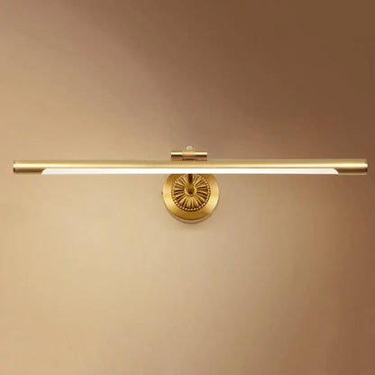 Gold Acrylic Cylinder Vanity Light with Arced Arm for Bathroom