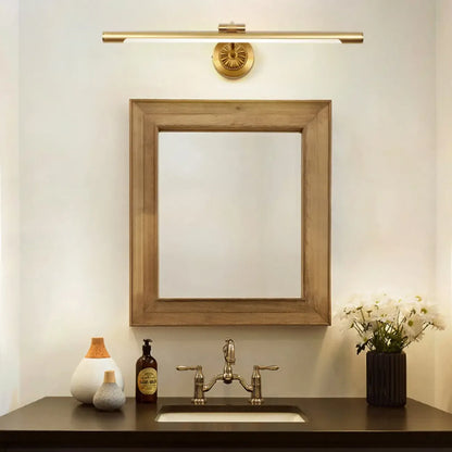 Gold Acrylic Cylinder Vanity Light with Arced Arm for Bathroom
