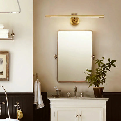 Gold Acrylic Cylinder Vanity Light with Arced Arm for Bathroom