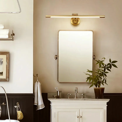 Gold Acrylic Cylinder Vanity Light with Arced Arm for Bathroom