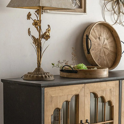 16W Rustic Brown Wooden Sideboard with Glass Doors & Drawer