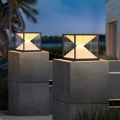 Black Solar Clear Cube Outdoor Post Lights