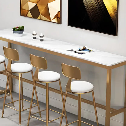 Elegant Faux Marble Bar Table Set with Upholstered Chairs