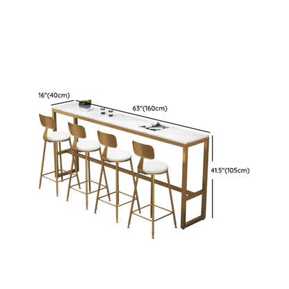 Elegant Faux Marble Bar Table Set with Upholstered Chairs