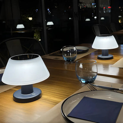 Modern White Cone Solar Outdoor Post Lights