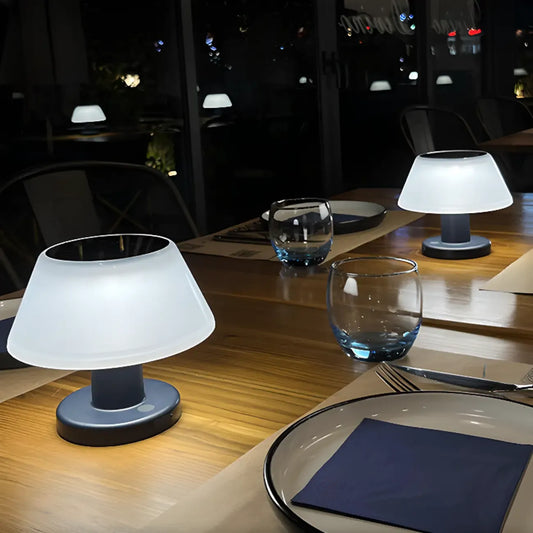 Modern White Cone Solar Outdoor Post Lights