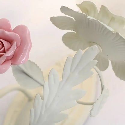Vintage Floral Wall Sconce with Glass Rose Shades